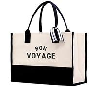VANESSA ROSELLA Beach Tote Bag Large - Chic Tote Bag for Pool Gym Travel Cruise Picnic Road Trip, Bon Voyage, L