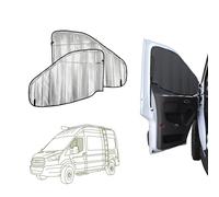 VanEssential Insulated Reflective Blackout Window Covers Designed for Ford Transit High/Medium Roof Front Door Windows (Pair) - Charcoal Gray Reflective