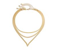 Vanesseva Chunky Gold-Plated Twist Chain Choker Necklace for Women, Statement Textured Metal Collar with Knot, Circle, or Snake Design, Tribal Minimalist Hip-Hop Trendy Jewelry, Cubic Zirconia, No