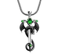 Vanesseva Men's Gothic Dragon Pendant Necklace - 316L Steel Viking Wing Cross Sword, Punk Animal Symbol Jewelry,Father's Day Gift for Dad, L, Stainless Steel, No Gemstone