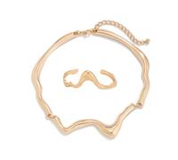Vanesseva Punk Dripping Water-drop Necklace Bracelet for Women Men Unisex Thick Drippy Chain Liquid Metal Collar Rocker Hip-hop Choker Bangle Cool Metallic Unique Funky Statement Grunge Jewelry Set