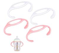 VANEST 4 Pack Handles Compatible with Tommee Tippee Closer to Nature Bottle 5oz & 9oz, Easy Grip Holder, Leakproof (White & Pink)