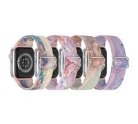 Vanet Nylon Printed Pattern Elastic Bands Compatible for Apple Watch 42mm 44mm 45mm 46mm 49mm Women Men, 4 Pack Stretchy Sport Breathable Replacement Wristbands for iWatch Ultra 3 Series 11/10/9/8/7