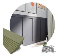 Vanetti Design Moisture-Resistant Paintable 3D Wood Wall Panelling Kit | 8 x 1000mm MDF Wall Panels | Includes Adhesive, Panel Pins & DIY Instructions | Shaker Style for Living Room, Office