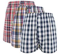 VANEVER Cotton Mens Boxers Shorts Underwear,Woven Plaid Boxershorts,Mens Knit Boxer Briefs,Everyday Boxer Trunks,Loose Fit, Button Fly,3 Packs,Red Checker L