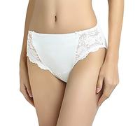 VANEVER Women Lace High Leg Knickers, Microfiber Bikini Briefs with Floral Lace Trims, Mid Waist Panties Hipsters, High Cut, Comfortable and Soft Underwear Briefs Cream UK14