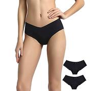 VANEVER Women’s Invisible Hipster 2PK Low Rise Panty Soft Sexy Brief Black Size 18