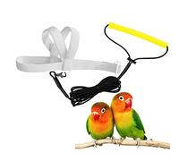 VANFAVORI Adjustable Bird Harness with 80 Inch Leash, XS Size for Peony Parrot Love Bird Weight 40-55 Grams with Outdoor Flying Training Rope, White