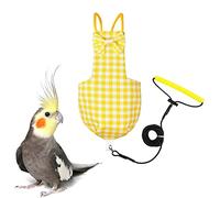 VANFAVORI Bird Diaper Flight Suit with 80-inch Leash, S Size, Yellow Checks