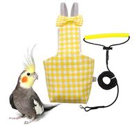 VANFAVORI Bird Diaper Harness Flight Suit Clothes with 80 Inch Flying Leash Rope for Parrots Conure Cockatiel Pet Birds Weight 80-105 Grams, M Size Yellow, Including A Cotton Pad