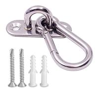 VANFLY 10 Pcs Stainless Steel 1.8 inch Pad Eye Plate U Hooks + 10pcs Stainless Steel Snap Hook, Marine Hardware Staple Hook Loop with Screws, Plastic Expansion Pipe