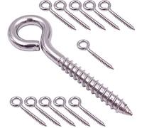 VANFLY 304 Stainless Steel Eye Shape Screws Metal Hook, Heavy Duty Hanging Hooks Eyelet Screws Bolt for Yoga & Brazilian Hammocks, Swing Chair, 24 Pack, 3-1/5 Inch, M6 Screw (Style B)