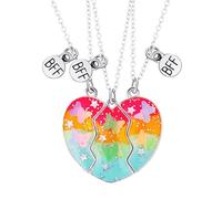 Vangakancint 3 Pack Necklaces with Heart Puzzle Magnetic Pendant, Best Friends Forever Matching Necklaces, Magnetic Heart Jewelry Set for Friendship Gift