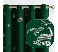 Vangao Kids Curtains Green Blackout Dinosaur Curtains for Boys Kids Nursery Girls Room Silver Dino Foil Print Thermal Insulated Drapes Grommet Top Window Treatments 63 Inches Length 2 Panels