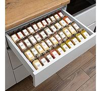 VANGAY Spice Drawer Organizer, Spice Rack Drawer for Kitchen, 4 Tier Acrylic Drawer Spice Organizer for Jars and Packets, Adjustable Storage Salt, Seasoning etc, Expandable From 11" to 22" Pack 8