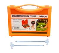 Vango Groundbreaker Heavy Duty Tent Pegs - 20.5cm x 20 Pack Galvanised Steel Glow in the Dark Pegs for Outdoor and Camping with Storage Case and Peg