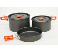 Vango Hard Anodised 4 Person Cook Kit Outdoor Cookware with 2 pots and 1 Frypan for 4 People Backpacking Trekking Hiking Fishing Picnic