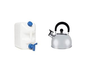 Vango Jerrycan 10L & Milestone Camping 65580 2L Whistling Camping Kettle/Durable and Lightweight/Pouring Spout and Heat-Resistant Handle/Stainless Steel