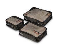 Vango Pac Cubes Packing Set - 3-Piece Camping Storage & Travel Organiser Bags, Lightweight 200D Ripstop Nylon, Small Medium Large Compression Cubes (Black)