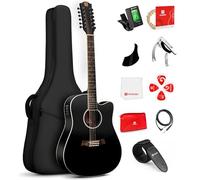 Vangoa 12 String Guitar, Acoustic Cutaway Guitar Bundle for Beginner Adults, Spruce Top, Bone Nut, Black Matte