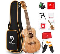 Vangoa 26" Acoustic Tenor Ukulele Mahogany Hawaiian Guitar with Learning Guide Strings Picks Capo Strap Tuner for Kids Beginners Adults