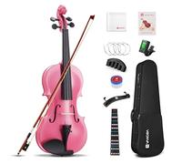 Vangoa 3/4 Violin Beginner Acoustic Violin Fiddle Starter Set for Students with Violin Case, Rosin, Shoulder Rest, Tuner, Strings, Violin Bow, Fingerboard Sticker, Pink