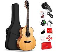 Vangoa 36 Inch Acoustic Electric Cutaway Guitar Folk Guitar Spruce wood Travel Guitar, 3 Band EQ with Truss Rod, Capo, Tuner, Extra Strings, Guitar Cable, Picks, Strap and Gig Bag