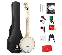 Vangoa 38 inches Banjo Open Back 5 String Full-size Beginner Banjo Kit with Renaissance Remo Head, Geared 5th Tuner, Maple Banjoe, Natural