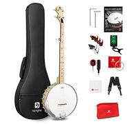 Vangoa 38 inches Open Back Banjo 5 String Full-size Beginner Banjo Kit with Frosted Remo Head, Geared 5th Tuner, Maple Banjoe, Natural
