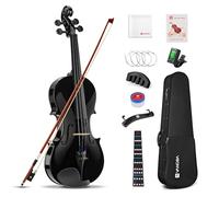 Vangoa 4/4 Violin Adult Full Size Acoustic Violin Fiddle Beginner Set with Case, Rosin, Shoulder Rest, Tuner, Strings, Bow, Fingerboard Sticker, Glossy Black