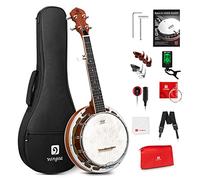 Vangoa 5 String Banjo with Tone Ring, 26 Inch Mini Banjo 5 String Beginner kit, Mahogany Small Portable Banjoe with Fiberskyn Remo Head, Geared 5th Tuner