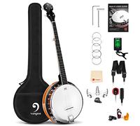 Vangoa 5 String Full Size Beginner Banjo Kit With Remo Head, Mahogany Resonator, Closed Back, Premium Bag for Adults, Teens, Starters