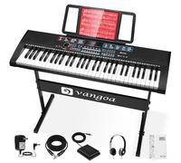 Vangoa 61 Key Keyboard Piano, Full-Size Keys Electronic Piano Keyboard, MIDI Port, Teaching, 500 Voices, 80 Demos, 61 Percussions, Starter Bundle w/Stand, Music Gift for Beginner Kids Adult Student
