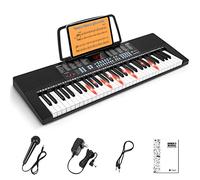 Vangoa 61-Key Light-Up Keyboard Piano for Beginners, 350 Tones & Timbres, 3 Teaching Modes, With Microphone, Black