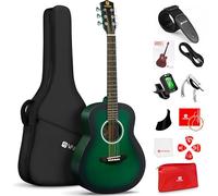Vangoa Acoustic Guitar Kit 3/4 Junior Size Set, 36in Travel Guitars All Wood Acustica Guitarra w/Starter Bundle For Kids Beginners Children Adults Teens Youth, Matte Sunburst Green Right-Handed