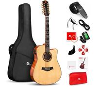 Vangoa Advanced 12 String Guitar - Full Size Twelve String Acoustic Electric Guitar Set, Spruce Top, Built-in Tuner, Glossy Natural