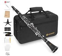 Vangoa B Flat Clarinet Student 17 Nickel Keys Beginners Woodwind Band & Orchestra Musical Instruments Standard Clarinet Set with 4C Mouthpiece