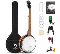 Vangoa Banjo 5 String Beginner Full Size Kit, Remo Head 24 Bracket Open Back Banjo Set with Resonator for Starter Adult Youth Teen