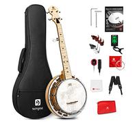 Vangoa Banjo 5 String with Tone Ring, 28 Inch Mini Banjo Beginner kit, Maple Small Portable 5 String Banjo with Fiberskyn Remo Head, Geared 5th Tuner (VBJ08-5)
