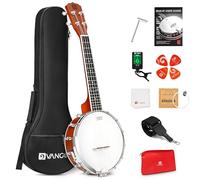 Vangoa Banjolele 23 Inch with Premium Remo Head, Portable Banjo Uke 4 String Banjolele Beginner Kit with Armrest, Concert Mohagony Travel Banjo Ukelele for Kids Children Teens Beginners