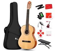Vangoa Classical Guitar, 36 Inch Nylon String Acoustic Guitar Brown, 3/4 Size Kids Spanish Guitar With Spruce Top And Sapele Back, With Gig Bag, Pedal, Guitar Tuner, Strap, Capo, Spare Strings