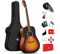 Vangoa Dreadnought Acoustic Guitar Full Size, 41 Inch Guitarra Acustica Starter Bundle with Gig Bag Tuner Capo Picks Strap for Beginners Adults Youth, Orange Sunburst