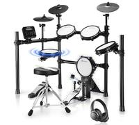 Vangoa Electric Drum Set, 8 Piece Electronic Drum Kit for Adult Beginner with 480 Sounds, Silent Mesh Drum Set with Heavy Duty Pedals, USB MIDI Connection and Drum Seat and Sticks, Black,VED-A200,