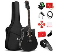 Vangoa Electro Acoustic Guitar 12 Strings for Beginner Intermediate Adults Teens Cutaway,41 Inches Spruce Top Upgraded Starter Kit Right Hand Matte Black