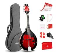 Vangoa Electro Acoustic Mandolin, A Style 8 String Acoustic Electric Mandolin for Beginners, Red Sunburst Mahogany, Kit with Gig Bag Tuner Picks Strap & Strings