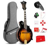 Vangoa F-Style Mandolins Instrument 29-Fret, 8 String Acoustic Mandolin With Protective Plate, for Beginner Adults, Sunburst