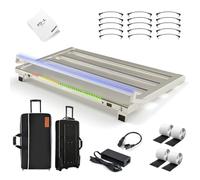 Vangoa Guitar Pedal Board with Built-in Isolated Power Supply, PD-L Aluminum Alloy Folding Powered Guitar Pedalboard with Adjustable Light Bar with Wheeled Gig Bag, Extra Large, 25.2"x13.8", Gray