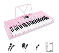 Vangoa Piano Keyboard 61 Mini Keys Portable Music Keyboard for Beginners with Microphone, 3 Teaching Modes, 350 Tones, 350 Rhythms, 30 Demos, Pink