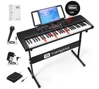 Vangoa Piano Keyboard for Beginner, VGK6101 61 Keys Electric Keyboard Piano Portable Music Keyboard with Lighted Up Keys for Kids Teens Adults, with Stand Pedal Microphone, USB, Built-in Speakers