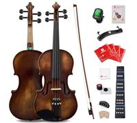 Vangoa Solid Wood Violin 4/4 Full Size Set Fiddle Handmade Varnish, Handcrafted Hardwood Starter Acoustic Violins Kit with Lightweight Hard Case for Beginners, Students, Teens, Adults, Right Handed